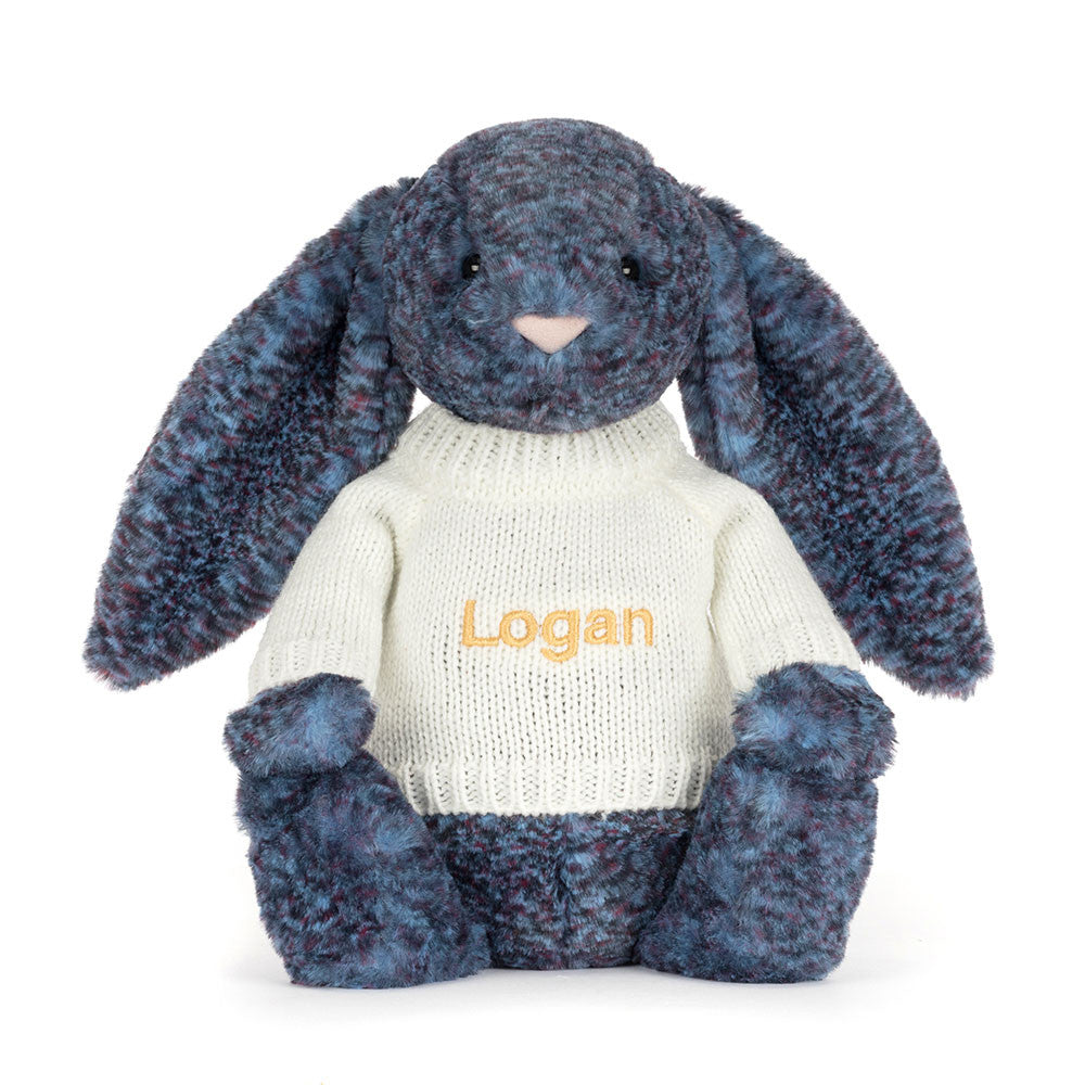 Jellycat Hopscone Luxe Bunny with Personalised Cream Jumper