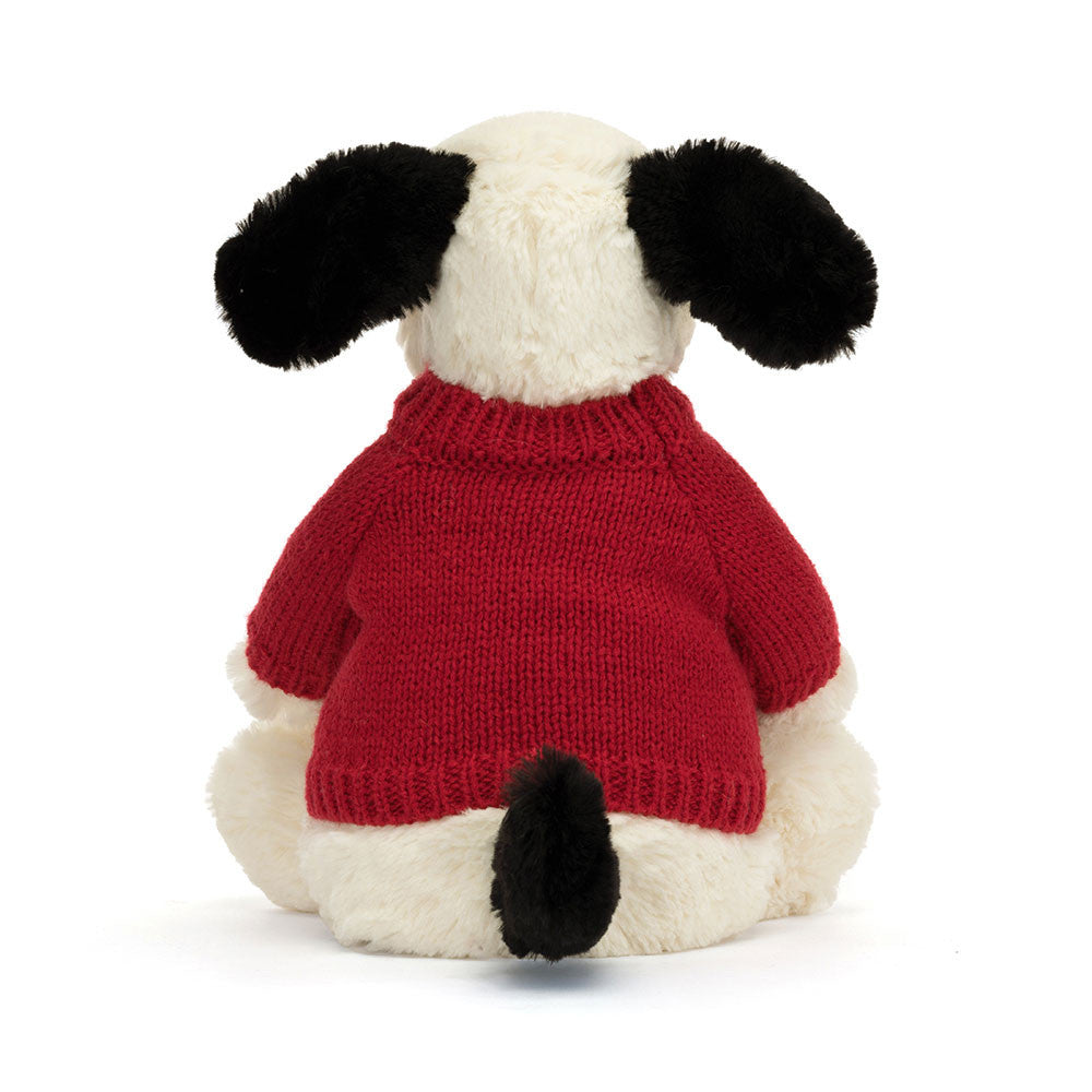 Jellycat Bashful Black & Cream Puppy Personalized Red Jumper