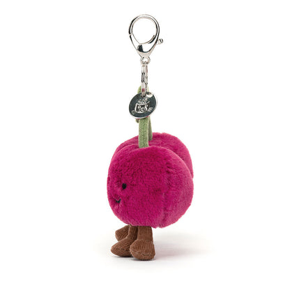 Jellycat Amuseables Cherries Plush Bag Charm Silver Clasp