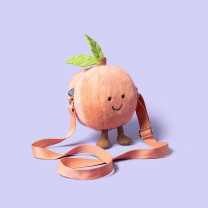 Jellycat Amuseables Peach Shoulder Bag Fuzzy Fruit Plush Accessory
