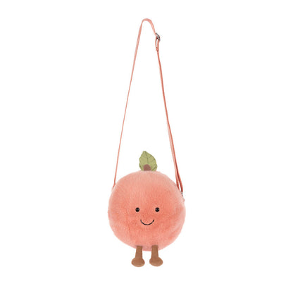 Jellycat Amuseables Peach Shoulder Bag Fuzzy Fruit Plush Accessory