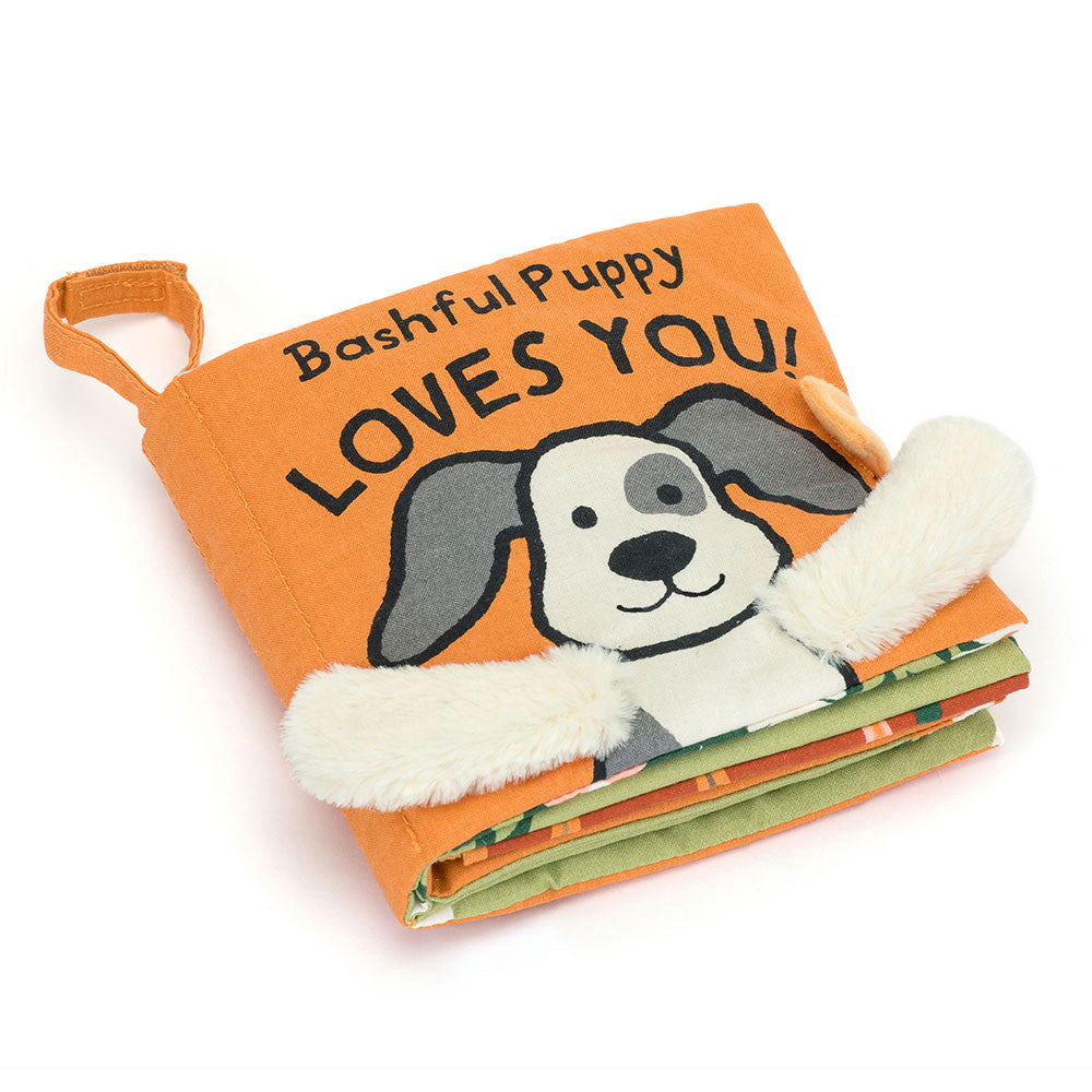Jellycat Bashful Puppy Loves You Book Soft Crinkle Cloth 8 Pages