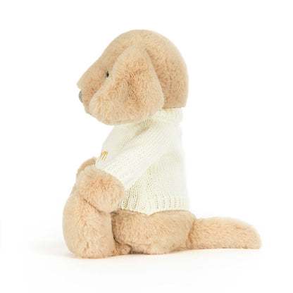 Jellycat Bashful Luxe Puppy Orlando with Personalised Cream Jumper