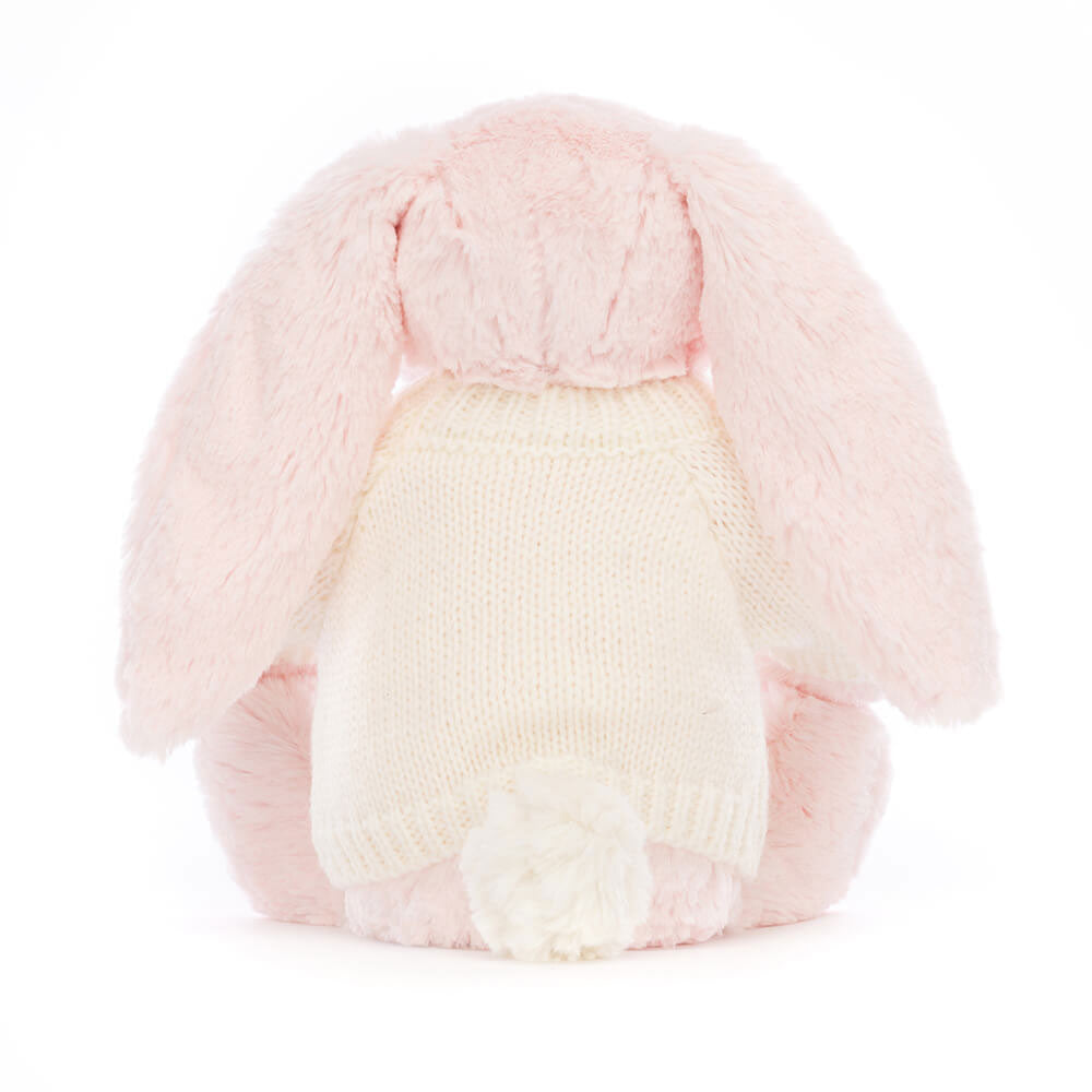 Jellycat Bashful Pink Bunny with Personalized Cream Jumper Plush Toy
