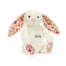 Jellycat Blossom Cream Bunny 'Berry' with Personalised Cream Jumper