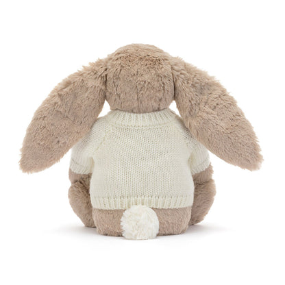 Jellycat Blossom Beige Bunny 'Petal' With Personalised Cream Jumper