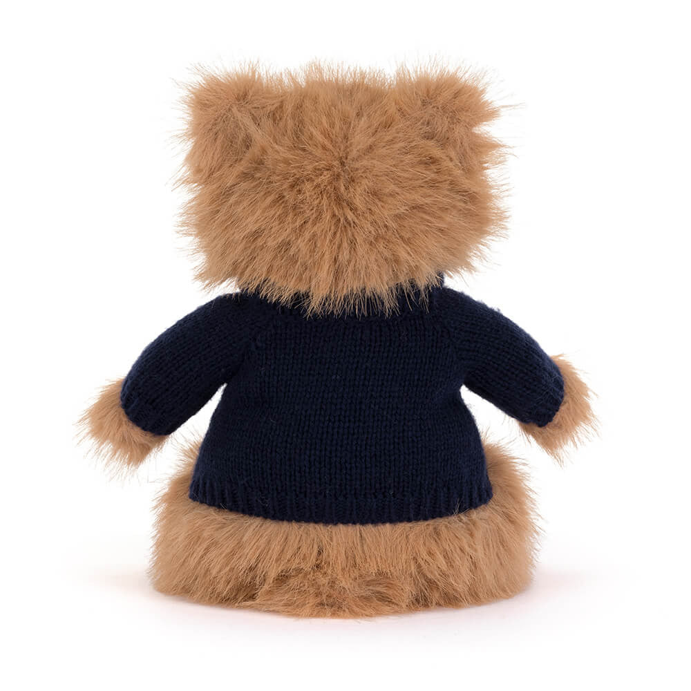 Jellycat Bartholomew Bear Bouffant with Personalised Navy Jumper