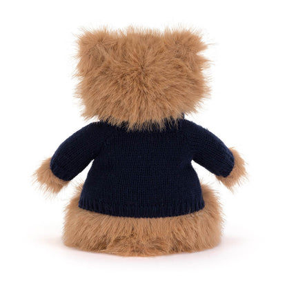 Jellycat Bartholomew Bear Bouffant with Personalised Navy Jumper
