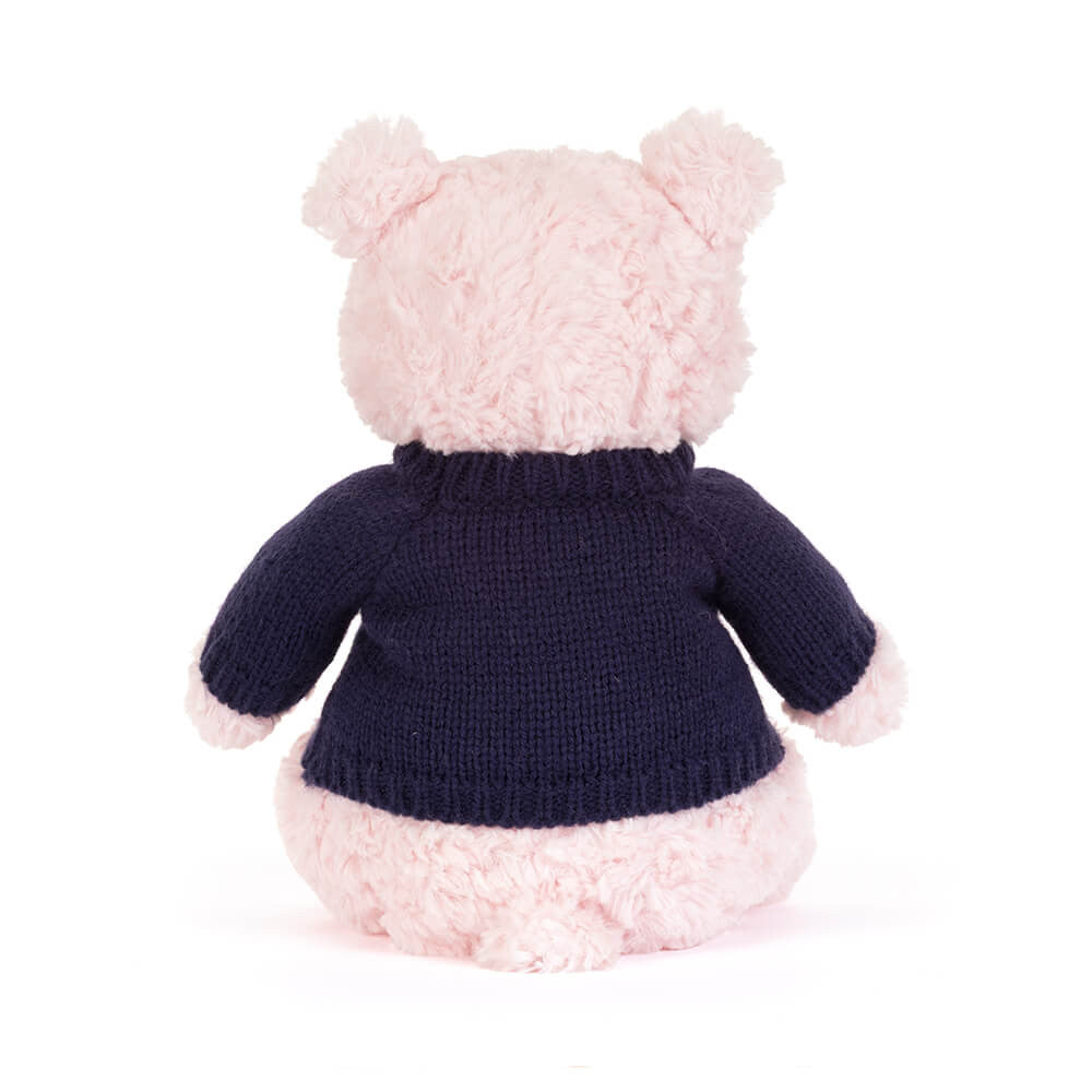Jellycat Leola Bear with Personalised Navy Jumper