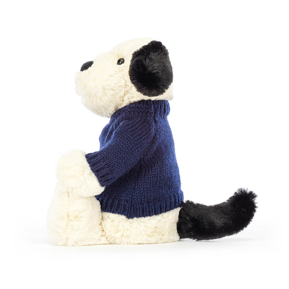 Jellycat Bashful Black & Cream Puppy Personalized Navy Jumper