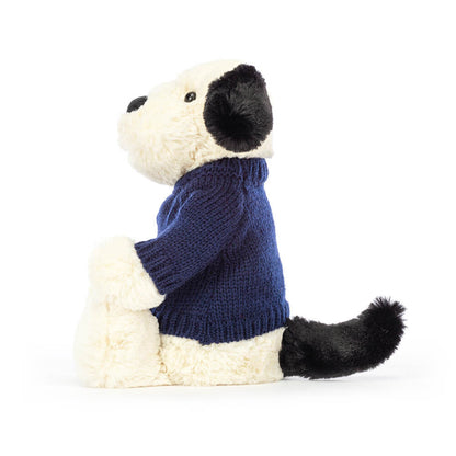 Jellycat Bashful Black & Cream Puppy Personalized Navy Jumper