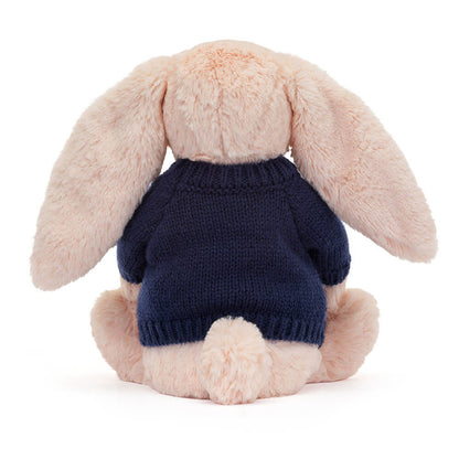 Jellycat Bashful Blush Bunny Personalized Navy Jumper