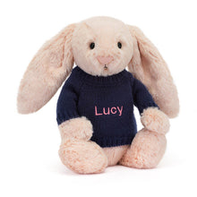 Jellycat Bashful Blush Bunny Personalized Navy Jumper