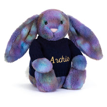 Jellycat Zodihop Luxe Bunny Stuffed Toy With Personalized Navy Jumper