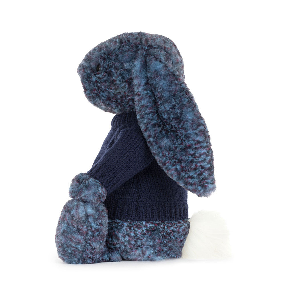 Jellycat Bashful Luxe Bunny Plush Toy Personalised Navy Jumper