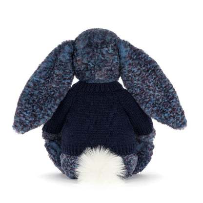 Jellycat Bashful Luxe Bunny Plush Toy Personalised Navy Jumper
