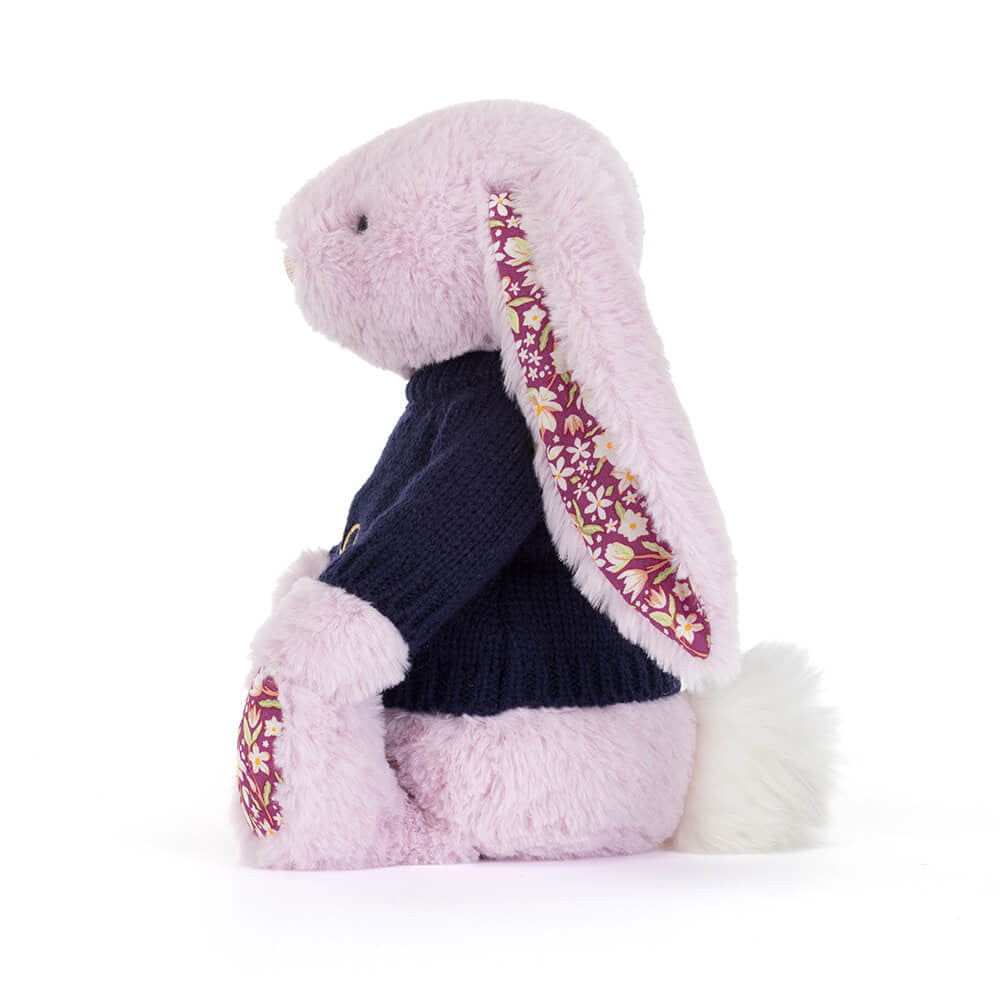 Jellycat Thistlepop Blossom Luxe Bunny Personalized Navy Jumper Plush Toy