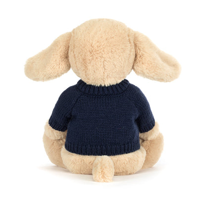 Bashful Luxe Puppy Orlando with Personalised Navy Jumper
