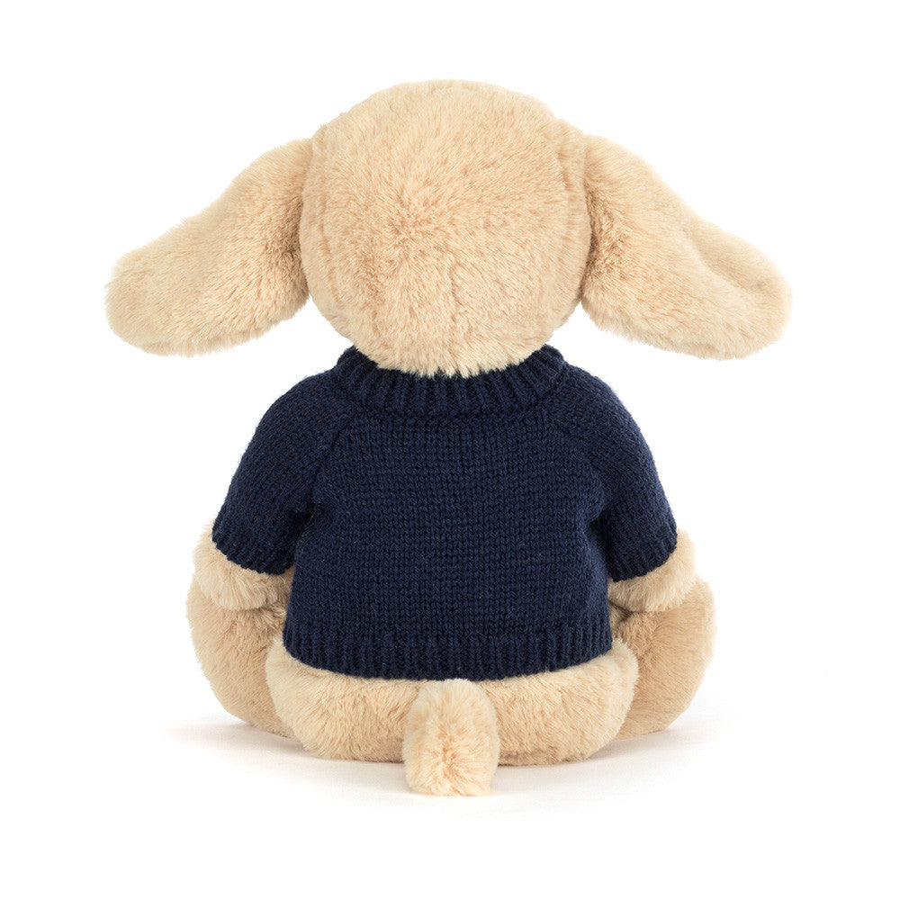 Jellycat Bashful Luxe Puppy Orlando Personalized Navy Jumper