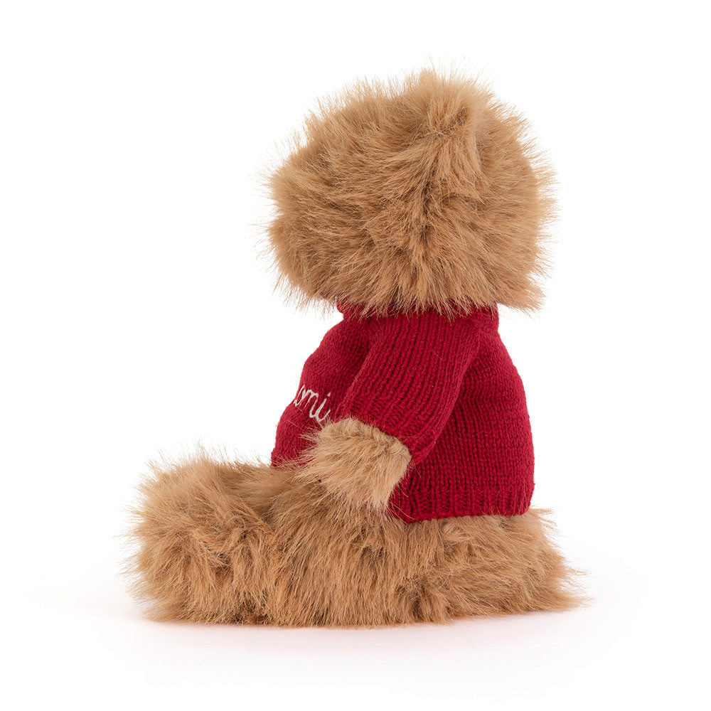 Jellycat Bartholomew Bear Bouffant with Personalised Red Jumper