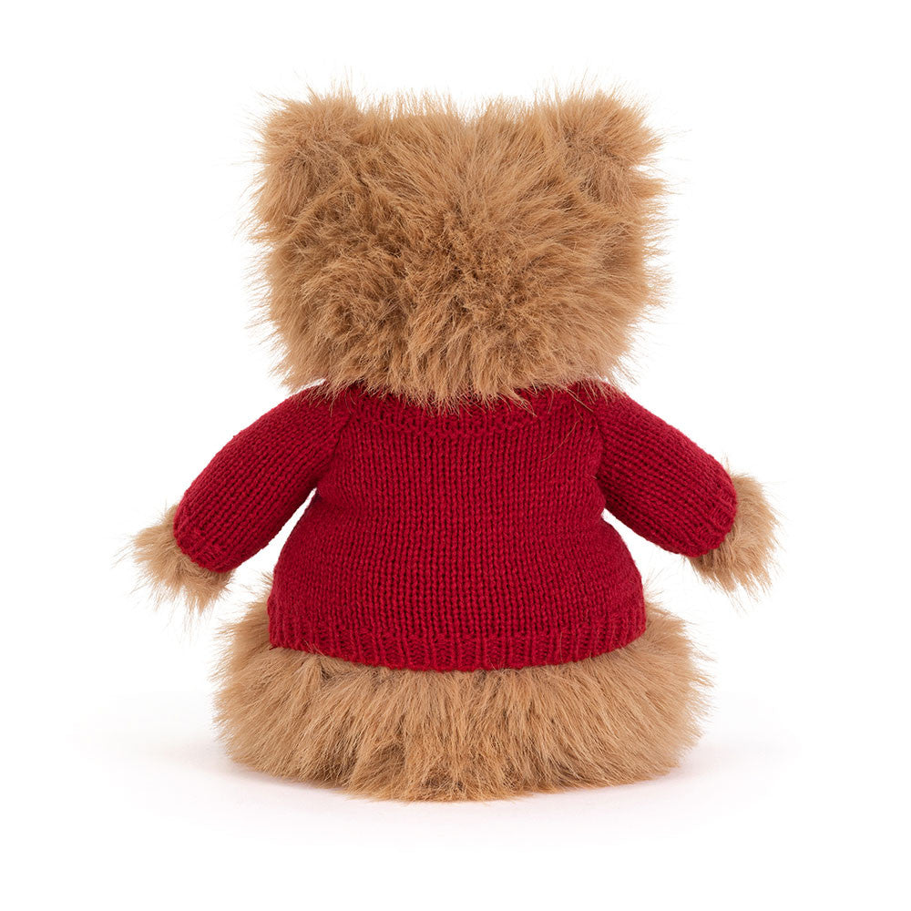 Jellycat Bartholomew Bear Bouffant with Personalised Red Jumper