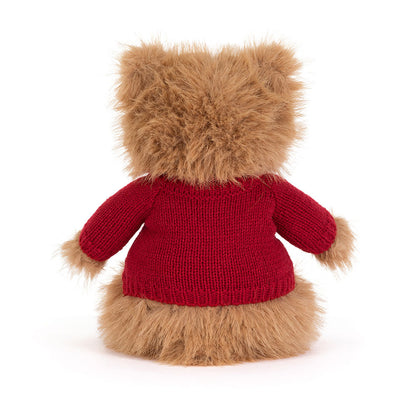Jellycat Bartholomew Bear Bouffant with Personalised Red Jumper