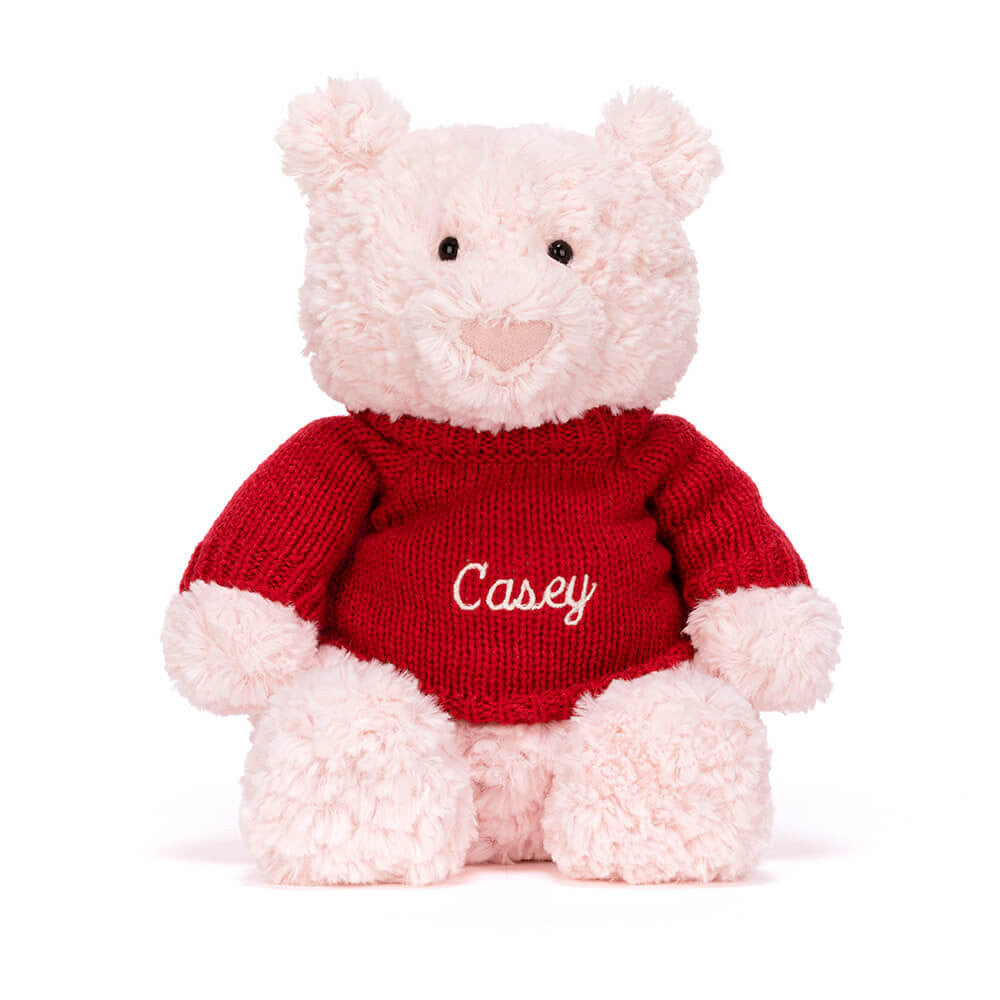 Jellycat Leola Bear with Personalised Red Jumper