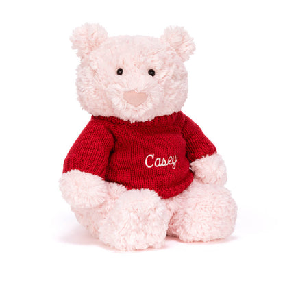 Jellycat Leola Bear with Personalised Red Jumper