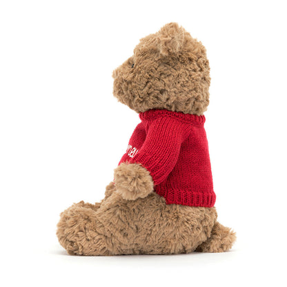 Jellycat Bartholomew Bear Personalized Red Jumper Stuffed Toy