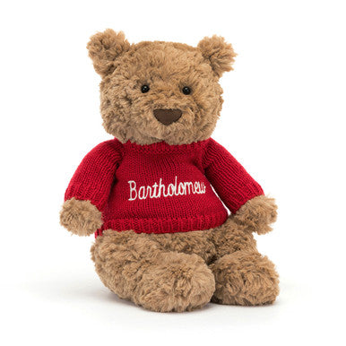 Jellycat Bartholomew Bear Personalized Red Jumper Stuffed Toy