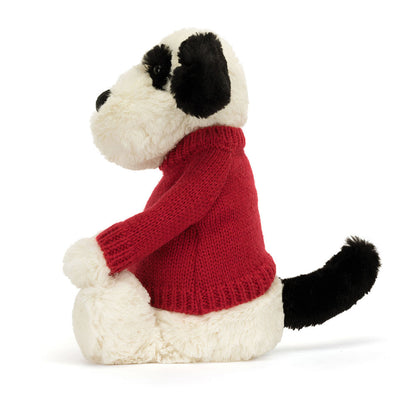 Jellycat Bashful Black & Cream Puppy Personalized Red Jumper
