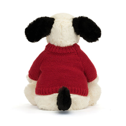 Jellycat Bashful Black & Cream Puppy Personalized Red Jumper