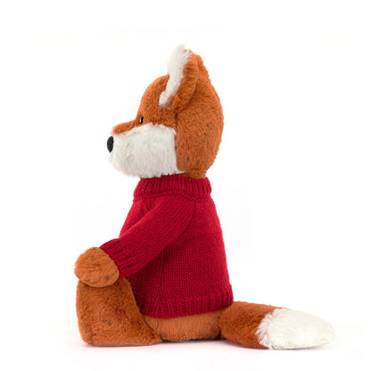 Jellycat Bashful Fox Cub Plush Toy With Personalized Red Jumper