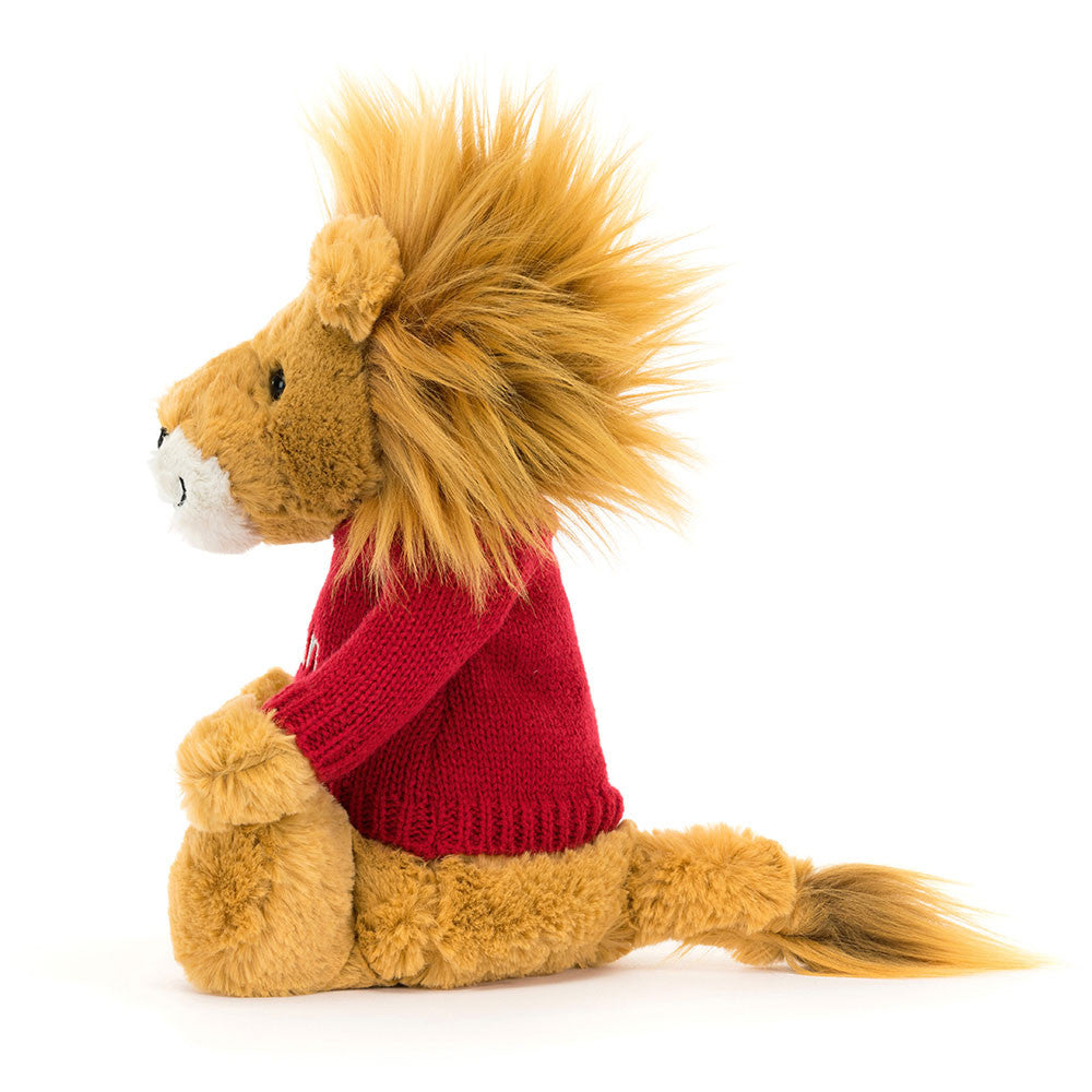 Jellycat Bashful Lion with Personalized Red Jumper Plush Toy
