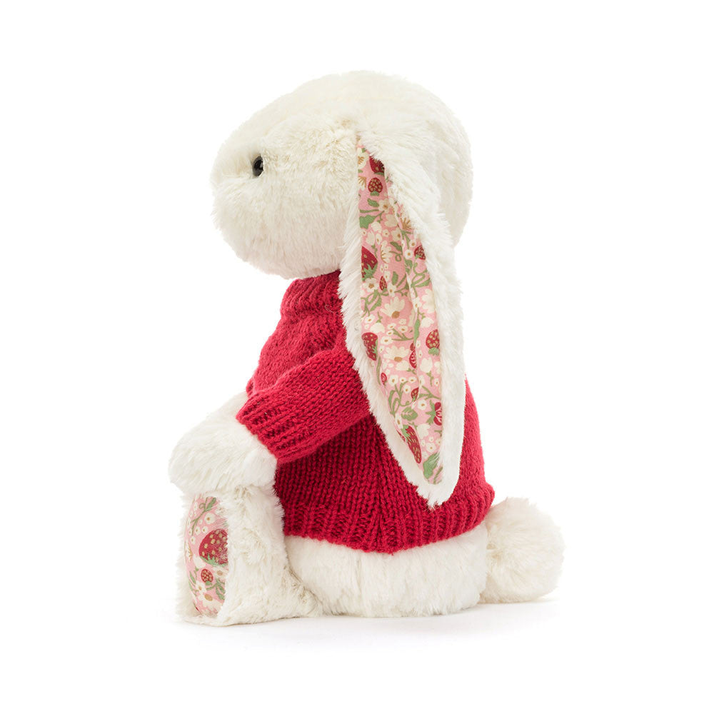 Jellycat Blossom Cream Bunny 'Berry' Personalised Red Jumper Toy