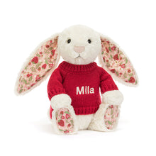 Jellycat Blossom Cream Bunny 'Berry' Personalised Red Jumper Toy