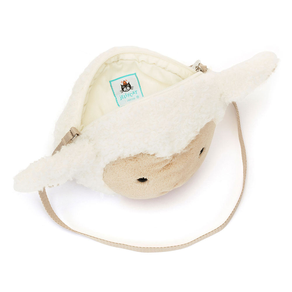 Jellycat Little Lamb Bag Cream Plush Adjustable Strap