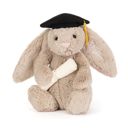 Jellycat Bashful Bunny Graduation Outfit Personalised Stuffed Toy
