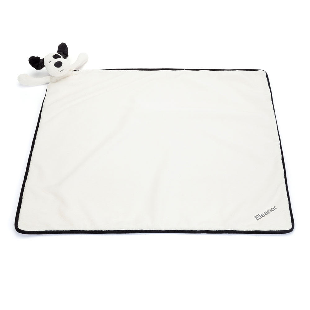 Jellycat Personalised Bashful Black & Cream Puppy Blankie