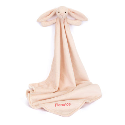Jellycat Bashful Personalized Bunny Blankie for Baby in Blush