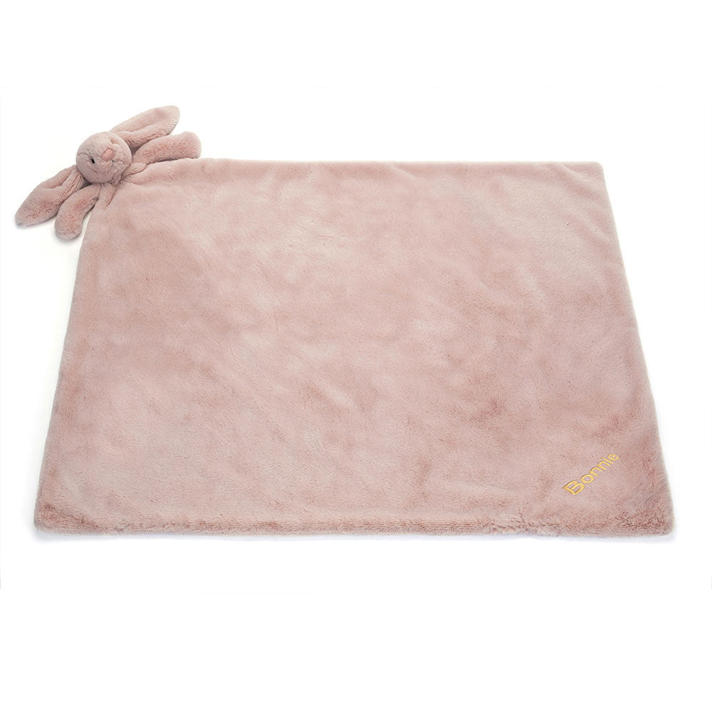 Jellycat Bashful Luxe Bunny Personalized Rosa Plush Security Blankie